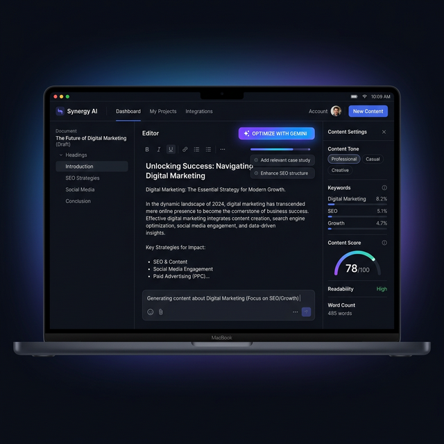 AI Content Writer AI Content Writing Interface Mockup